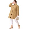 Agnes Orinda Women's Plus Size Notched Lapel Single Breasted Back Split Winter Long Pea Coats - 3 of 4