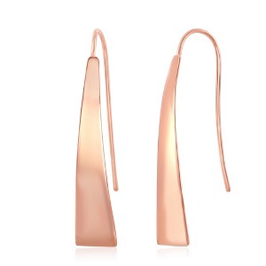 Bella Silver Sterling Silver Long Triangle Shaped Earrings - Rose Gold Plated - Rose - 1 of 2