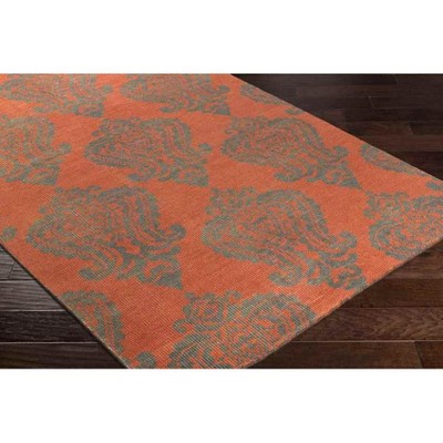 Memphis Coral and Charcoal Hand-Knotted Wool Area Rug 2' x 3'