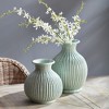 Plum & Post 11" Graffio Petite Decorative Ceramic Handmade Artisan Ribbed Pattern Floral Vase All Seasons Spring Springtime Italian Centerpiece Home - 3 of 3