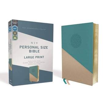 Niv, Personal Size Bible, Large Print, Leathersoft, Teal/Gold, Red Letter Edition, Comfort Print - by  Zondervan (Leather Bound)