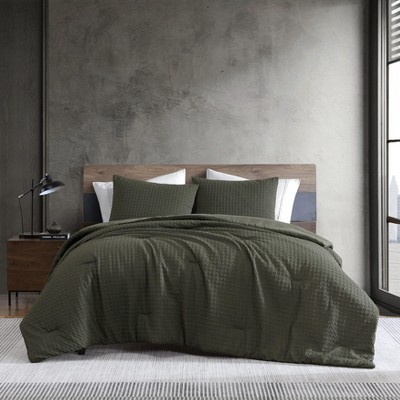 Houndstooth Green Embossed Twin Bedspread Set