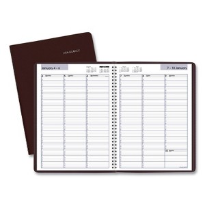DayMinder Weekly Appointment Book, Vertical-Column Format, 11 x 8, Burgundy Cover, 12-Month (Jan to Dec): 2026 - 1 of 4