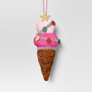 6" Christmas Fabric Ice Cream Cone Ornament - Wondershop™ - 1 of 3