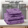 4 Piece Bed Sheets Printed Microfiber Sheet Set Ultra Soft, Easy Care Paisley Printed Sheets - Lux Decor Collection - 2 of 4