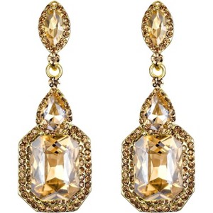Women's Wedding Bridal Crystal Emerald Cut Infinity Figure 8 Chandelier Dangle Earrings - 1 of 4