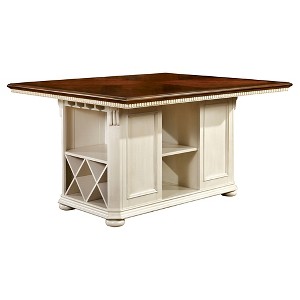 Sun & Pine Martha Country Storage Counter Height Table - Cherry and White, Beige Brown