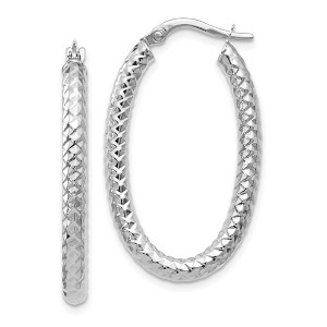 Black Bow Jewelry 3mm Crisscross Oval Hoop Earrings in 14k White Gold, 32mm (1 1/4 Inch) - 1 of 4