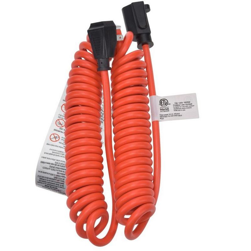 Monoprice Coiled Power Tool Extension Cord - Expands from 3ft to 10ft - Orange | 16AWG, 13A, SJT, Ideal For Automotive and Workbench Environments, 5 of 7