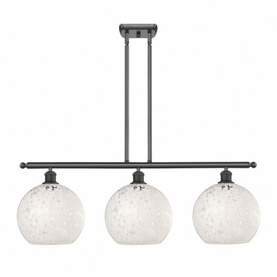 White Mouchette - 3 Light Stem Hung Island In Modern Style-12.25 Inches Tall and 36.5 Inches Wide