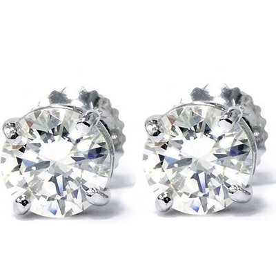 Pompeii3 1.40ct Diamond Studs 14K White Gold Screw Back