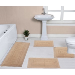 Opulent Collection Cotton Reversible Tufted Set of 4 Bath Rug Set - Home Weavers - 1 of 4