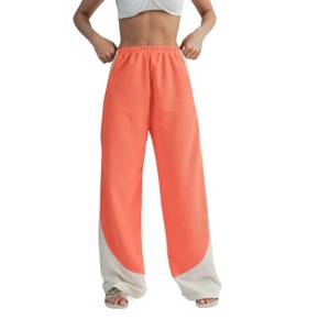 Slickblue Women's Two-Toned Wide Leg Pants Burnt Coral Nude, Polyester Fabric, Relaxed Fit, Size S-L - 1 of 4