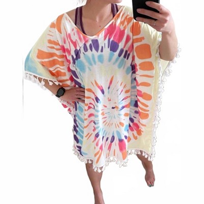 Women's Tie Dye Fringe Caftan Top - Shirley Stone