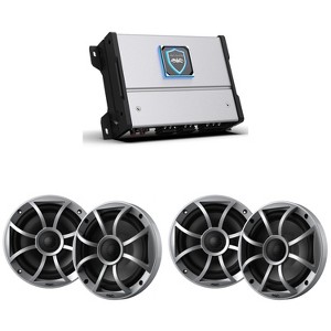 Wet Sounds HTM-4 - HTM Series Amplifier 600 Watt Full-Range Class-D 85x4 Watts RMS @4 OHM With 2 pairs Wet Sounds RECON 6-S Recon Series 6.5" 60-Wa... - 1 of 4