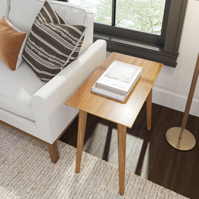 Mid Century Modern Rectangular Pine Wood Side Table