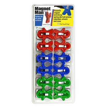 The Pencil Grip™ Magnet Man Magnetic Clip, Assorted Colors, Clamshell, Pack of 12