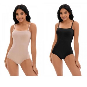 INSPIRE CHIC 2 Pcs Women's Cami Convertible Straps Slimming Waisted Buttons Bottom Butt Lifter Body Shapers - 1 of 4
