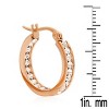 Steeltime Ladies stainless steel hoop earrings adorned with crystals. Color Options: Silver, Gold, Rose Gold - 3 of 4