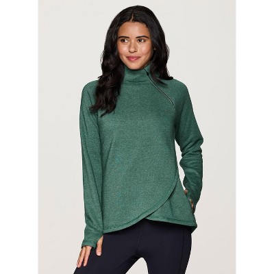 RBX Active Women's Zip Mock Neck Wrap Fleece Pullover Sweatshirt With Pockets