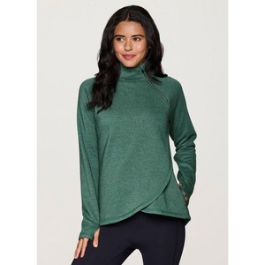 RBX Active Women's Zip Mock Neck Wrap Fleece Pullover Sweatshirt With Pockets - 1 of 4