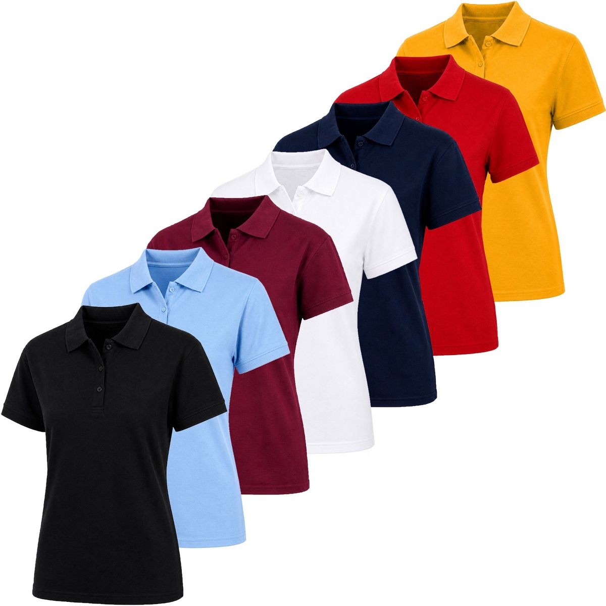 Galaxy by Harvic Junior's Short Sleeve School Uniform Pique Polo Shirt-5 Pack - thumbnail 8