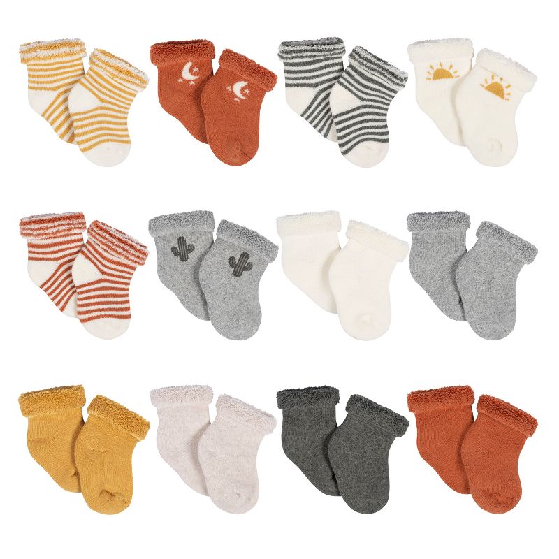 Gerber Baby Neutral 12-Pack Terry Wiggle Proof® Socks Southwest, 1 of 10