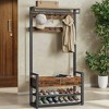 Hall Tree with Bench and Shoe Storage, Entryway Coat Rack with Shoe Bench, 2 Fabric Drawers, 10 Hooks, 11.8 x 31.7 x 71.5 Inches - 3 of 4