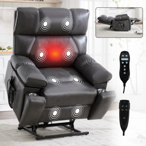 Dual Motor Infinite Position Power Lift Recliner Chair, PU Leather Heavy Duty Oversized Recliner with Heat Massage-3irtyhousy - 1 of 4
