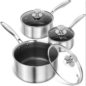 Michelangelo 3pc Nonstick Saucepan Set with Lid - 1 of 1