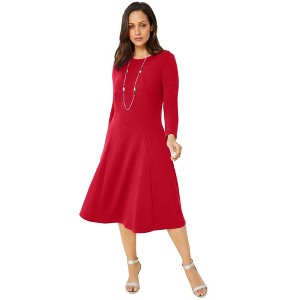 Jessica London Women's Plus Size Long Sleeve Stretch Ponte Dress - 1 of 4