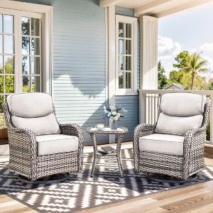 Outdoor Swivel Rocker Chair with 6 Inch Thick Cushion 2 in 1 Porch Glider Swivel Chair - Wicker Patio Furniture Patio Swivel Glider Seating - 1 of 4