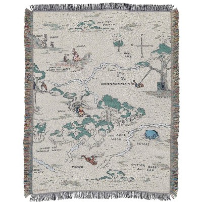Winnie The Pooh Woven Tapestry Throw Blanket, 48" x 60", Hundred Acre Woods