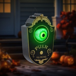 Racxily 7.1" Spooky Doorbell ¨C Light-Up Eyeball Halloween Decor | Child-Friendly Scare, Indoor/Outdoor Safe ¨C Haunted Home/Pumpkin Party Prop - 1 of 4