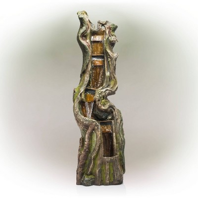 Alpine Corporation 79" Rock Waterfall Fountain With LED Lights - Brown