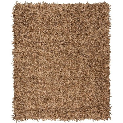 Hand-Knotted Luxe Leather Shag Area Rug, Light Gold, 6&#039; x 9&#039;