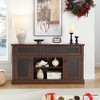 58" TV Stand with Embossed Pattern, Sliding Door Media Console with Open and Closed Storage for Living Room or Bedroom, Modern TV Cabinet - 3 of 4