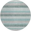 Teal Blue And Ivory Striped Washable Indoor Outdoor Area Rug - 4 of 4