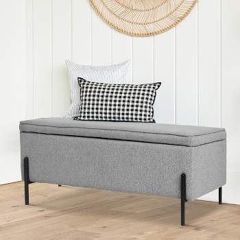 Coucou Rectangle Upholstered Flip Top Storage Benches -The Pop Maison