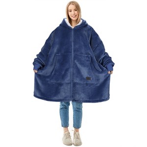 Solaris Full Fleece Zip-Up Blanket Hoodie Woman Sweatshirt, Large Wearable Flannel Blanket Pullover, Warm Outerwear for Women Men Girls Boys, Gifts - 1 of 4