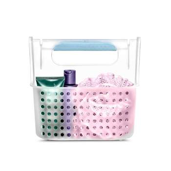 mDesign Plastic Shower Caddy Storage Organizer Basket with Handle - Light Pink