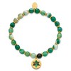 Chisel Stainless Steel Yellow IP-plated Enameled Flower Charm 6mm Green Agate Beaded Stretch Bracelet - 3 of 3