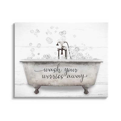 Stupell Industries Wash Your Worries Away Tub Bubbles Canvas Wall Art