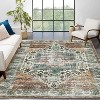 2'x6' Machine Washable Runner Rug, Non-Slip Backing, Vintage Low Pile, Boho Style for Kitchen, Entryway, Laundry Room, Blue - 2 of 4