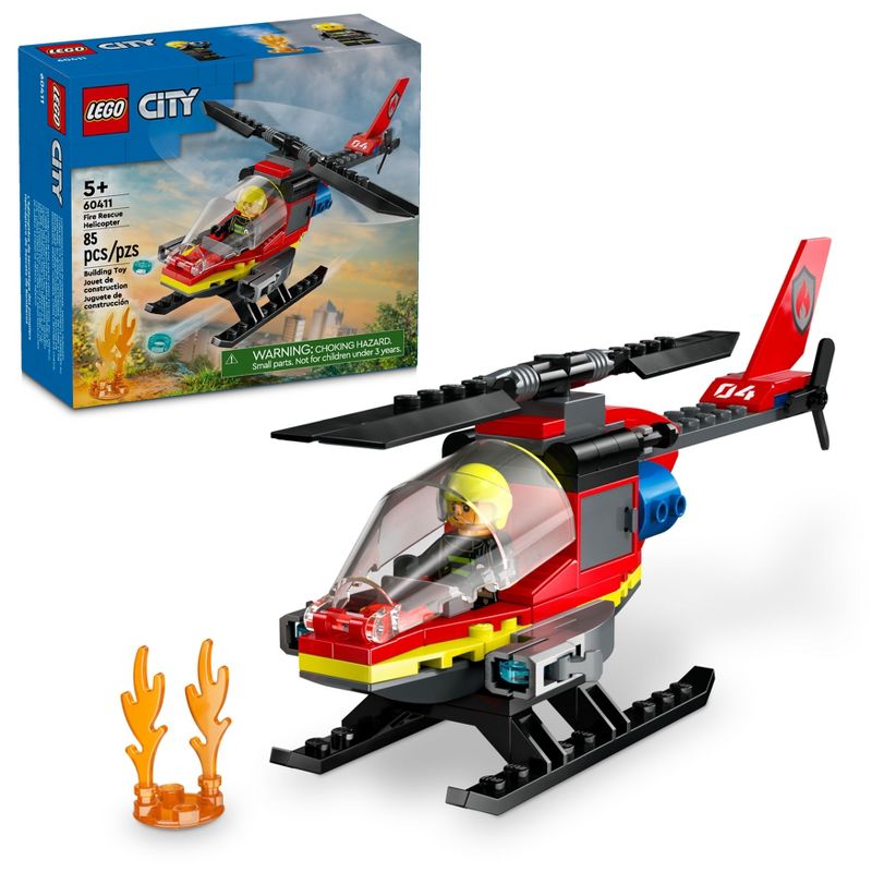 LEGO City Fire Rescue Helicopter Pretend Play Toy 60411, 1 of 8