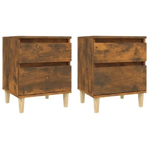CLIHOME 2 Pieces 2-Drawer Modern Nightstands, Mid Century Bedside Cabinet End Table With Support Legs for Bedroom - 1 of 4