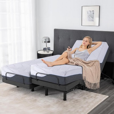 Vipbear Adjustable Bed Frame with 12" Gel Memory Foam Mattress,Wireless Remote, Smart Electric Bed Frame