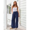 BLUEMING Breezy Linen-Blend Trousers - Women's Drawstring Wide-Leg Pants with Pockets - 2 of 4