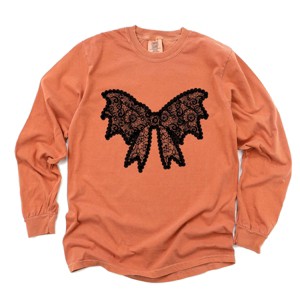 Simply Sage Market Lace Bow  Garment Dyed Long Sleeve - 1 of 4