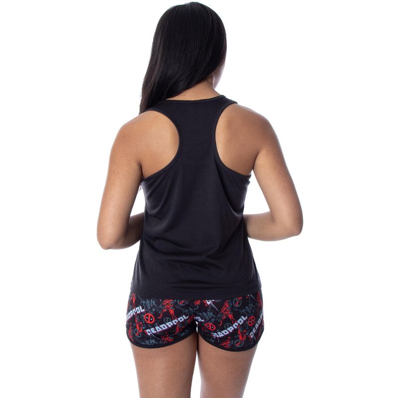 Marvel Women's Deadpool Racerback Tank and Shorts Sleepwear Pajama Set Deadpool Everywhere, 5 of 6